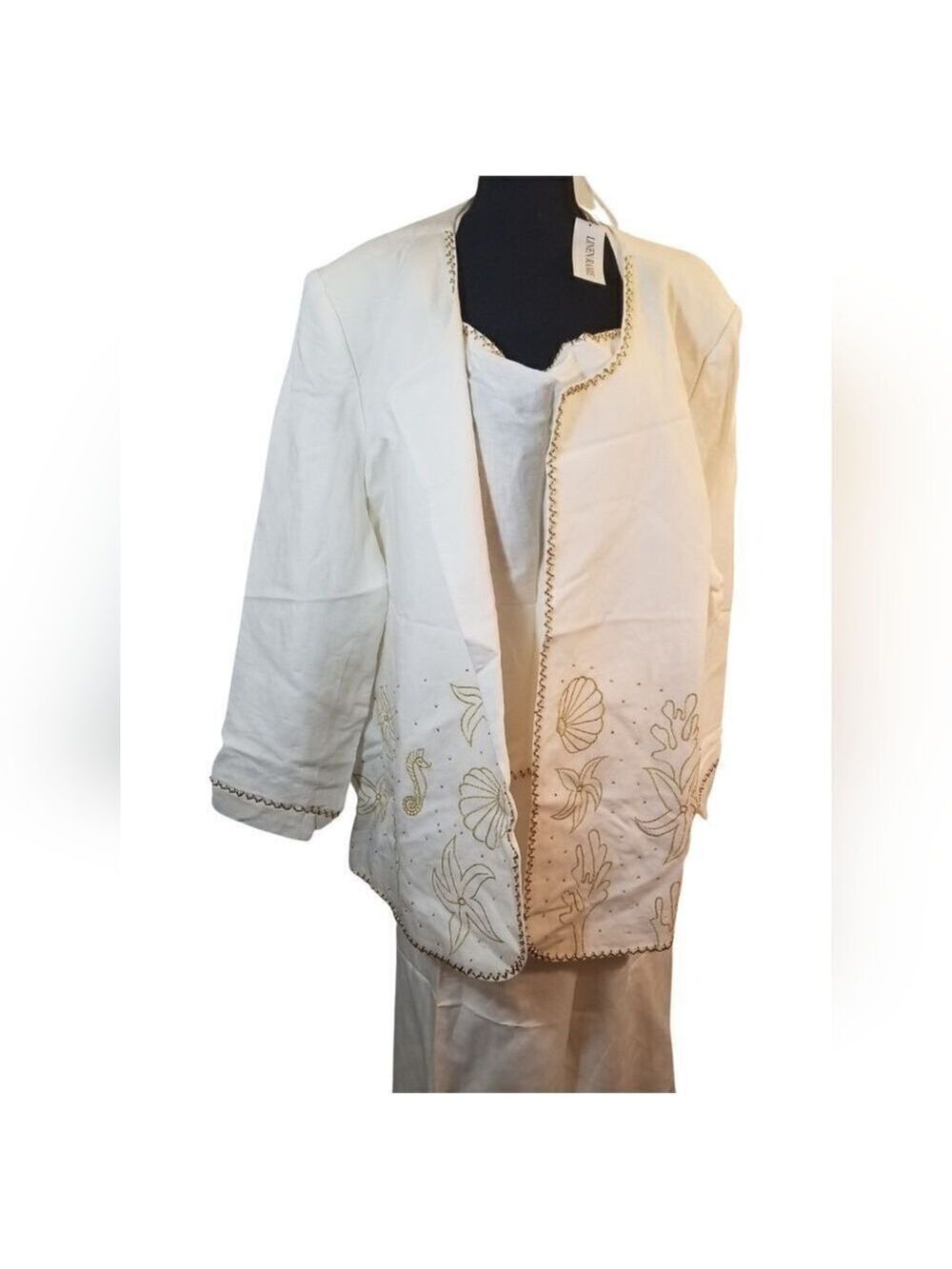 Womens | Donna Vinci Formal Linen Women's 3pc Pant Suit. | C1 - Picture 3 of 5